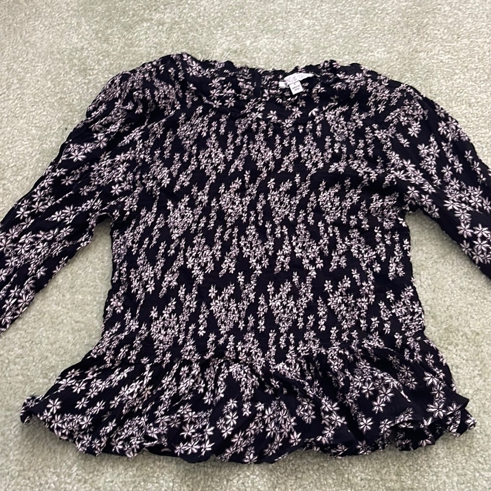 Floral Black Peplum Top